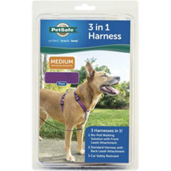 Pet Safe 3 in 1 Harness No-Pull Walking Solution, Plum - Medium 536297